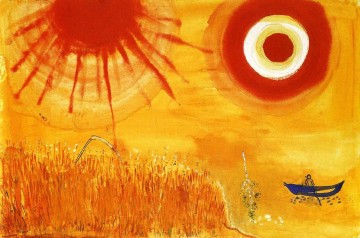 Marc Chagall Painting - En el campo de trigo en una tarde de verano Marc Chagall contemporáneo